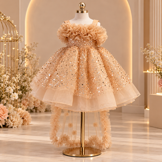 Champagne Butterfly Trail Gown