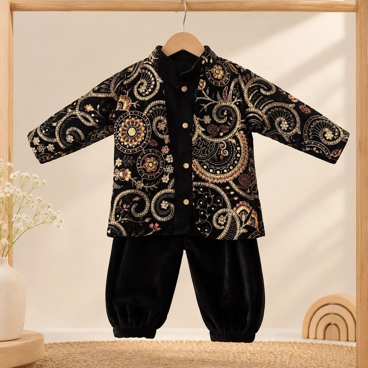Black & Gold Baby Boy Ethnic Festive Set