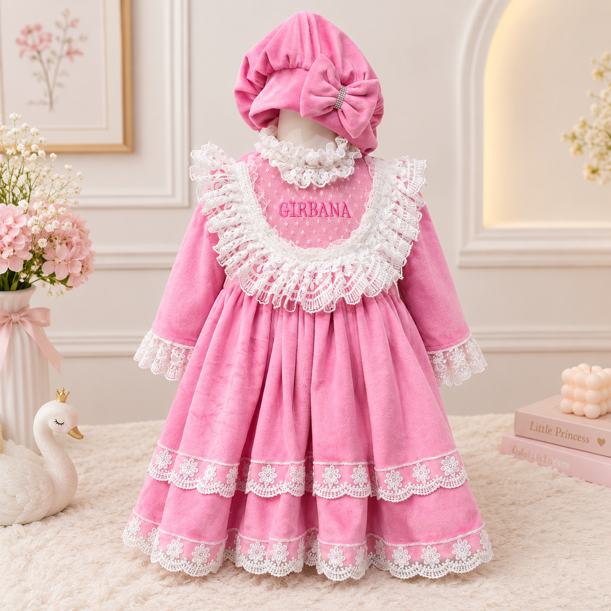 Pink Lace Frock Set