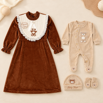 Chocolate Bear Mom & Baby Twinning Set