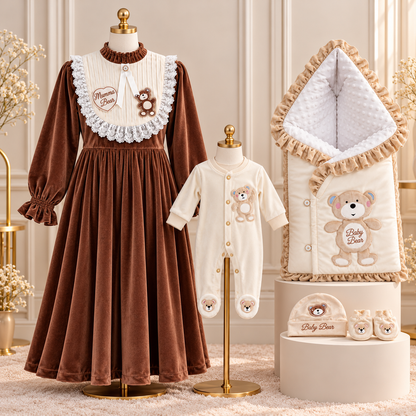 Chocolate Bear Mom & Baby Twinning Set