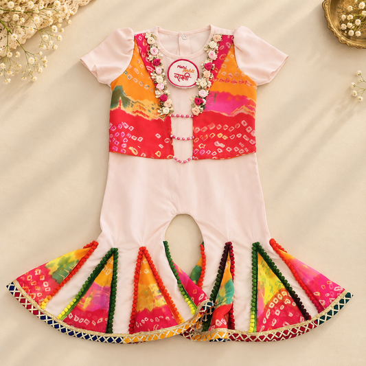 Colorful Bandhani Frock Jumpsuit