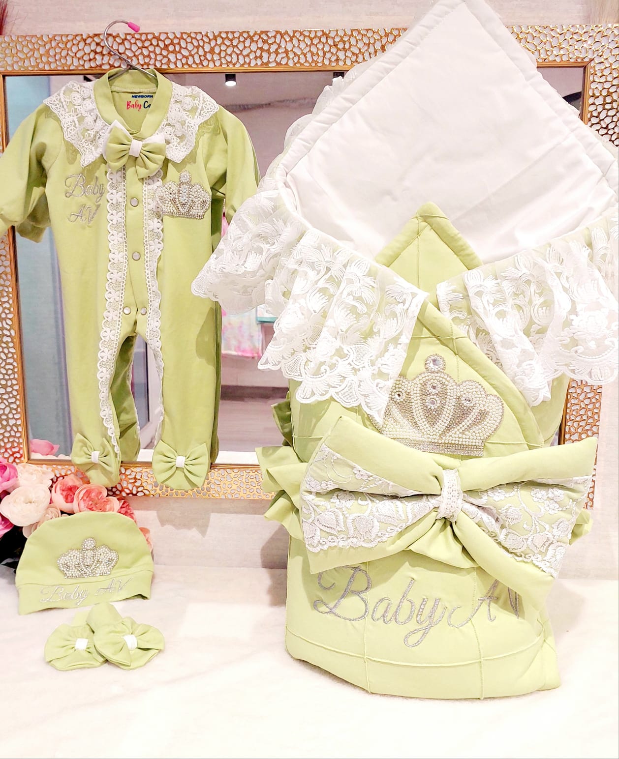 The Green bow Crown Combo Set