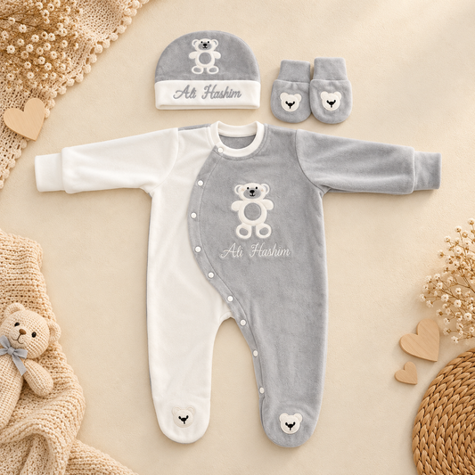 Grey Teddy Roomper Set