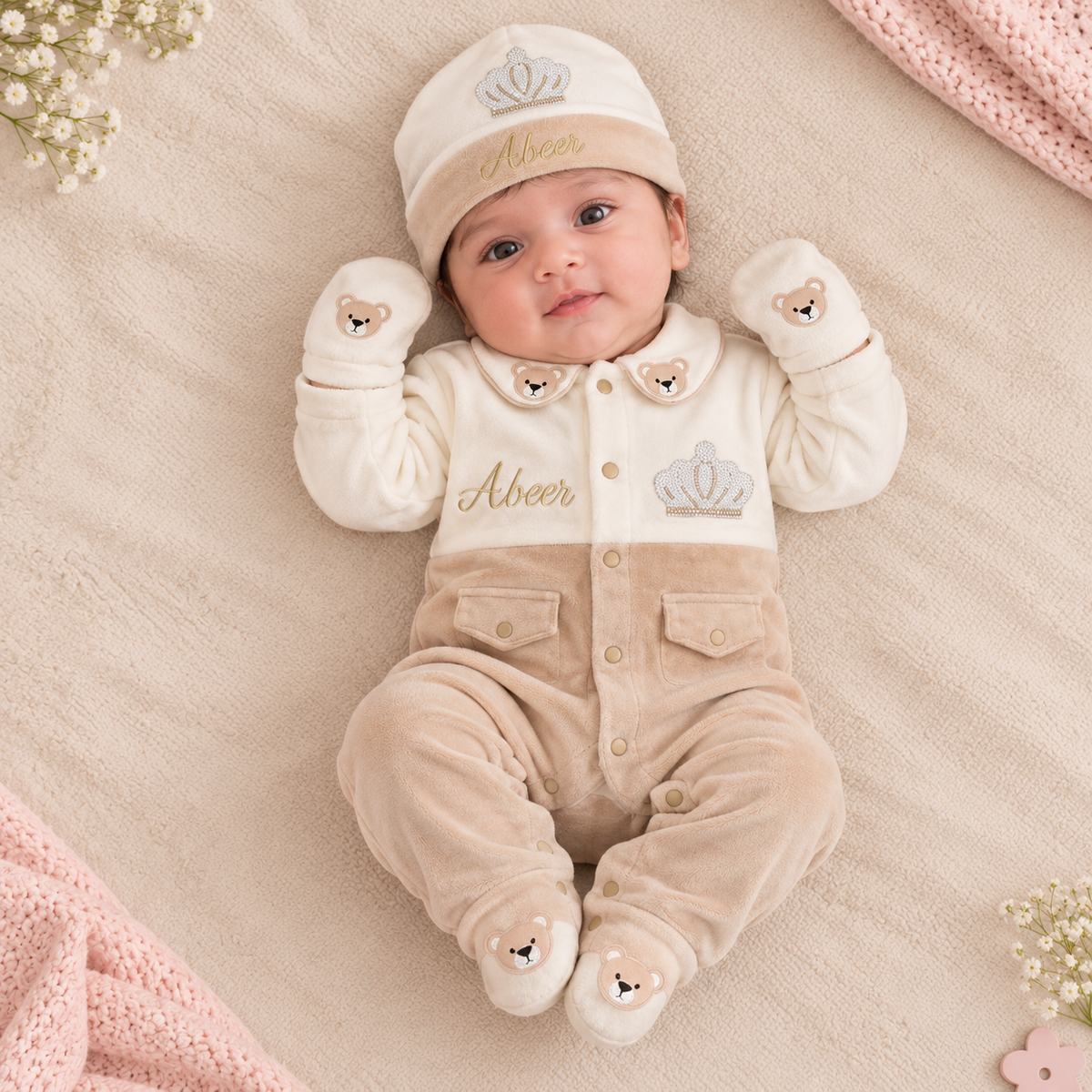 Crown Teddy Romper Set