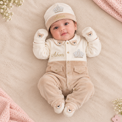 Crown Teddy Romper Set