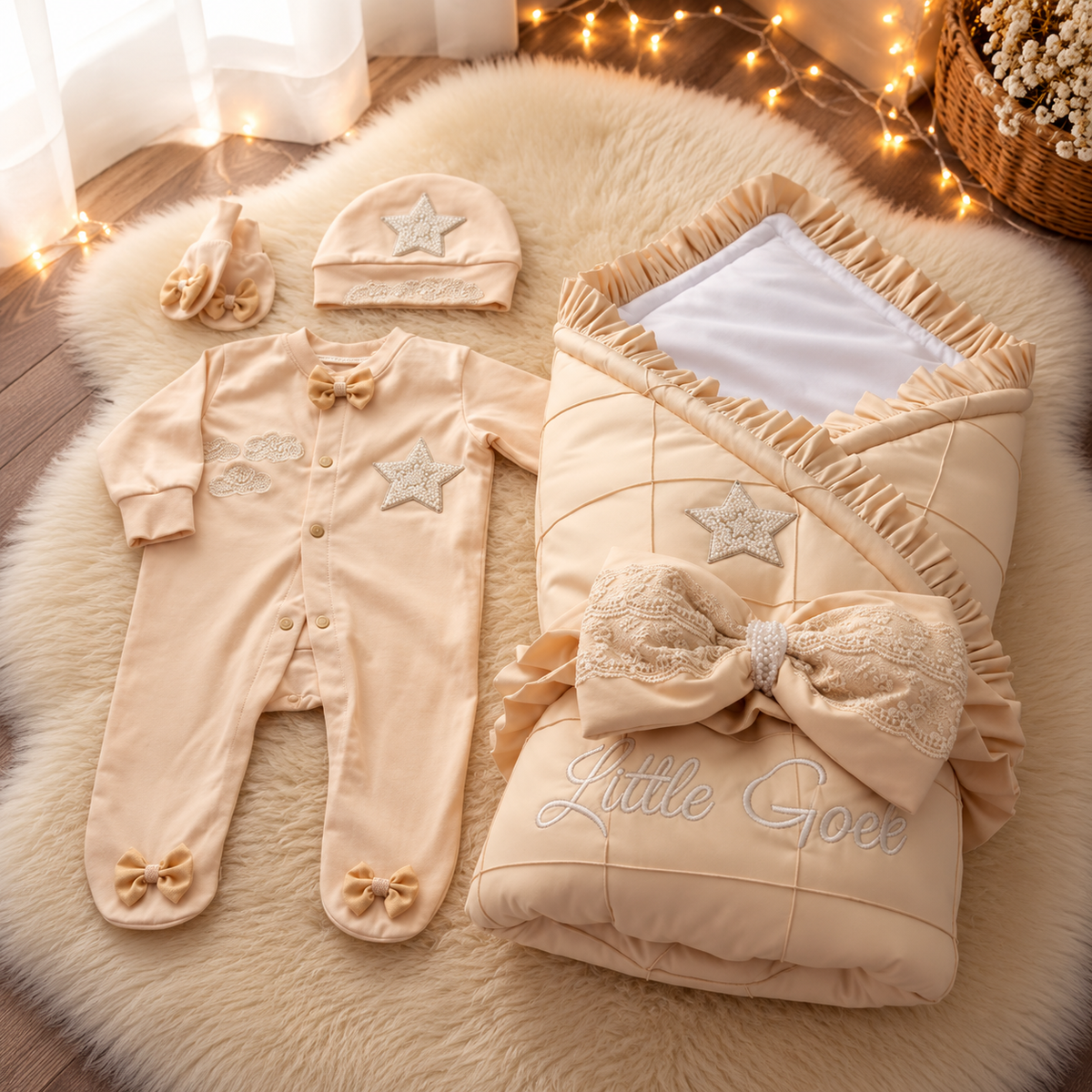 Beige Star Newborn Combo Set