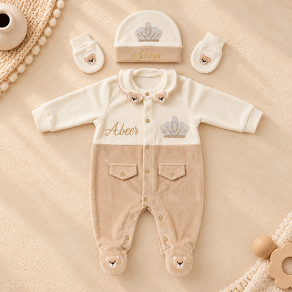 Crown Teddy Romper Set