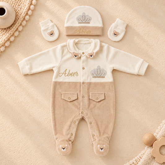 Crown Teddy Romper Set
