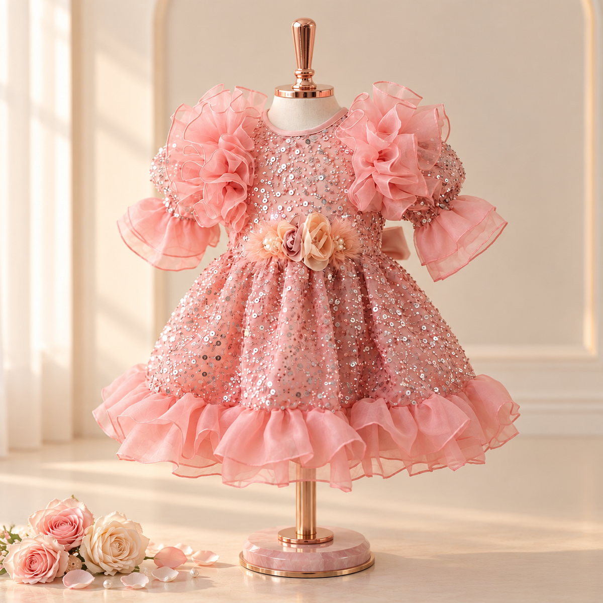 Dreamy Pink Sequin Princess Dress