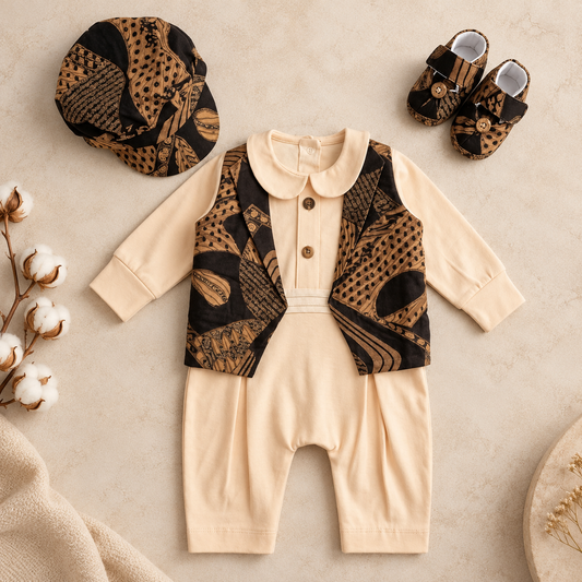 Beige Black Ethnic Jumpsuit