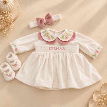 Ivory Floral Frock Set