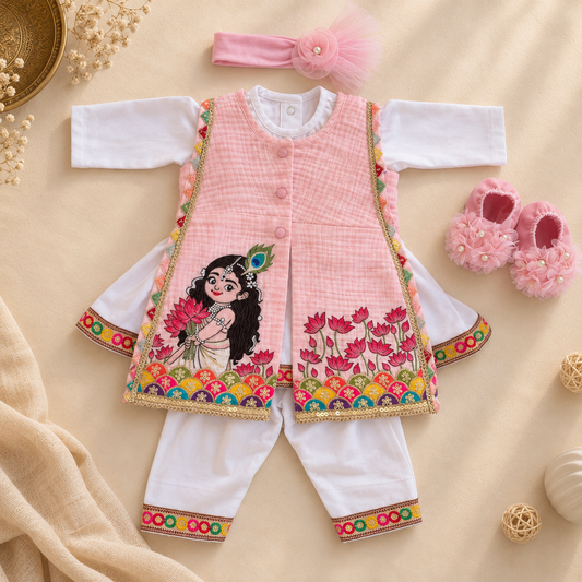 Pink Radha Embroidered Set