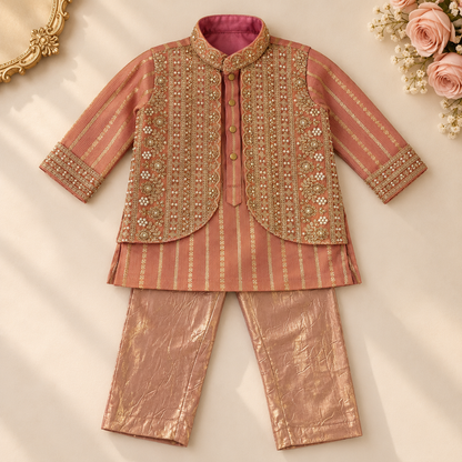 Embroidered Rose Gold Kurta Set