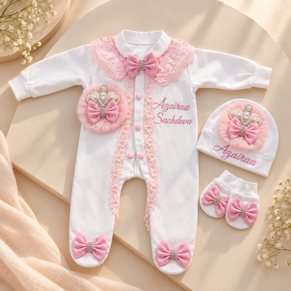 Pink Bow Baby Romper