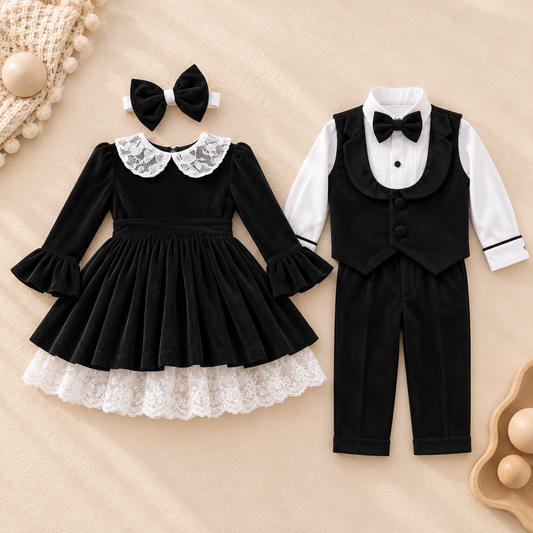Black Classic Sibling Twinning Set
