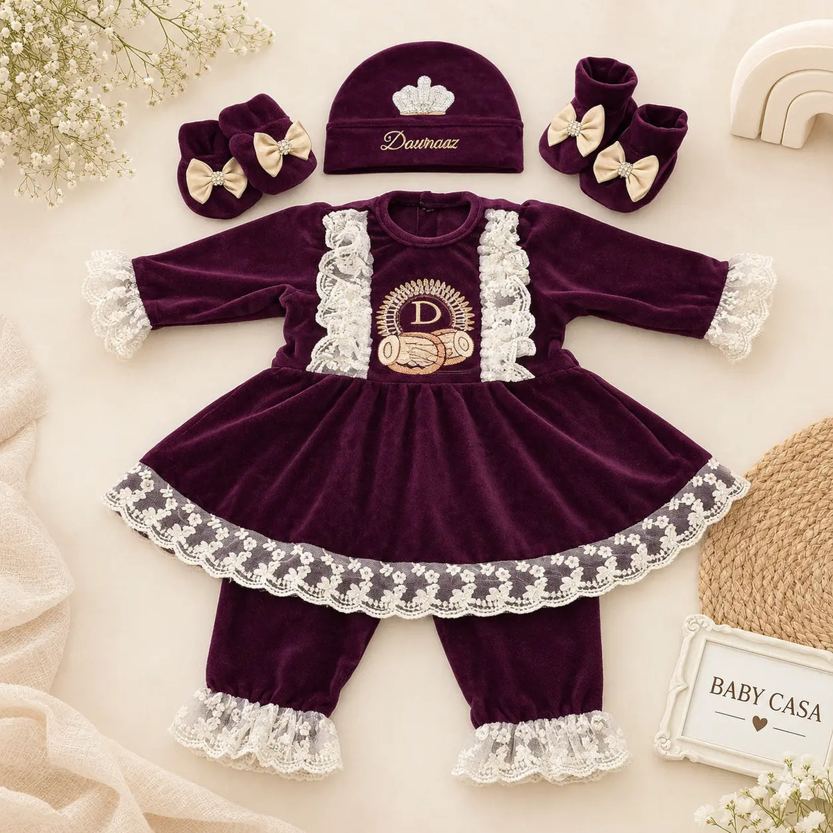 Embroidered Dhol Delight Baby Girl Festive Outfit Set