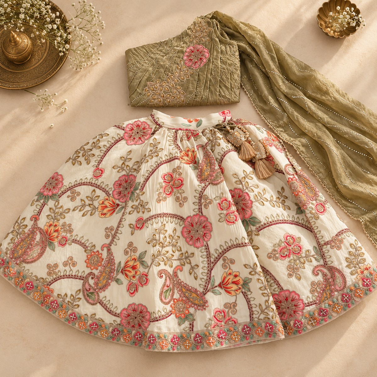 Floral Ivory Lehenga Set
