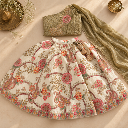 Floral Ivory Lehenga Set