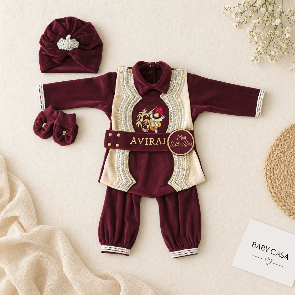 Embroidered Kurta & Dhoti Baby Boy Ethnic Set