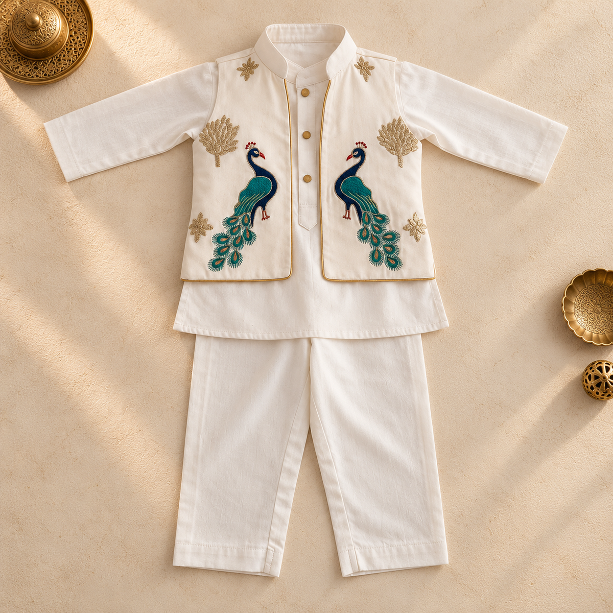 Peacock Embroidered Kurta Set