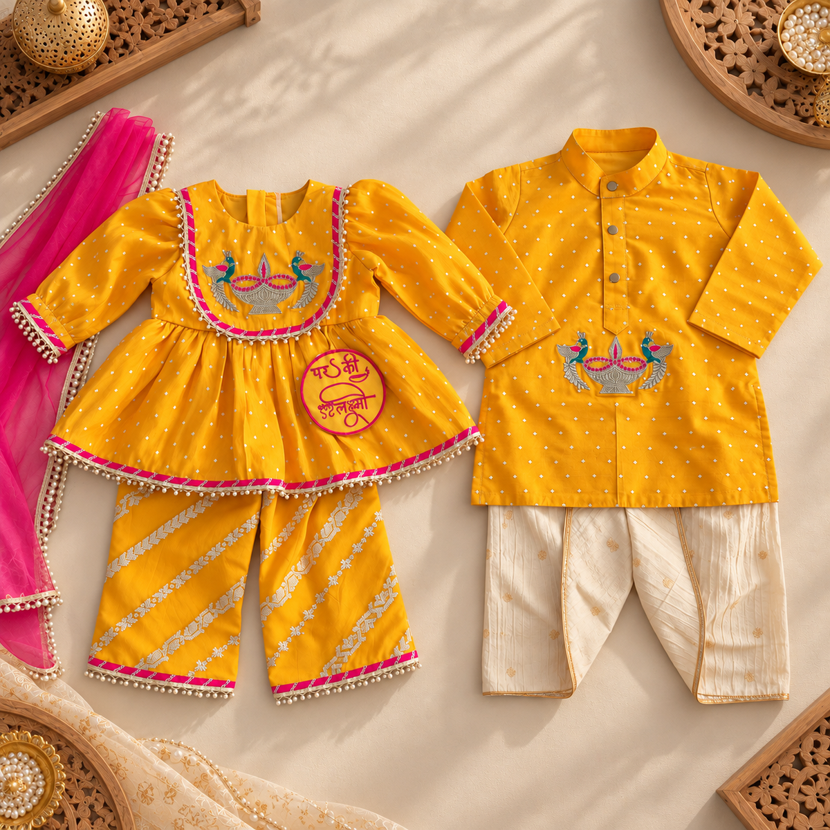 Yellow Diwali Twinning Set