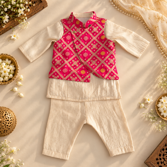 Nehru Pink Floral Set