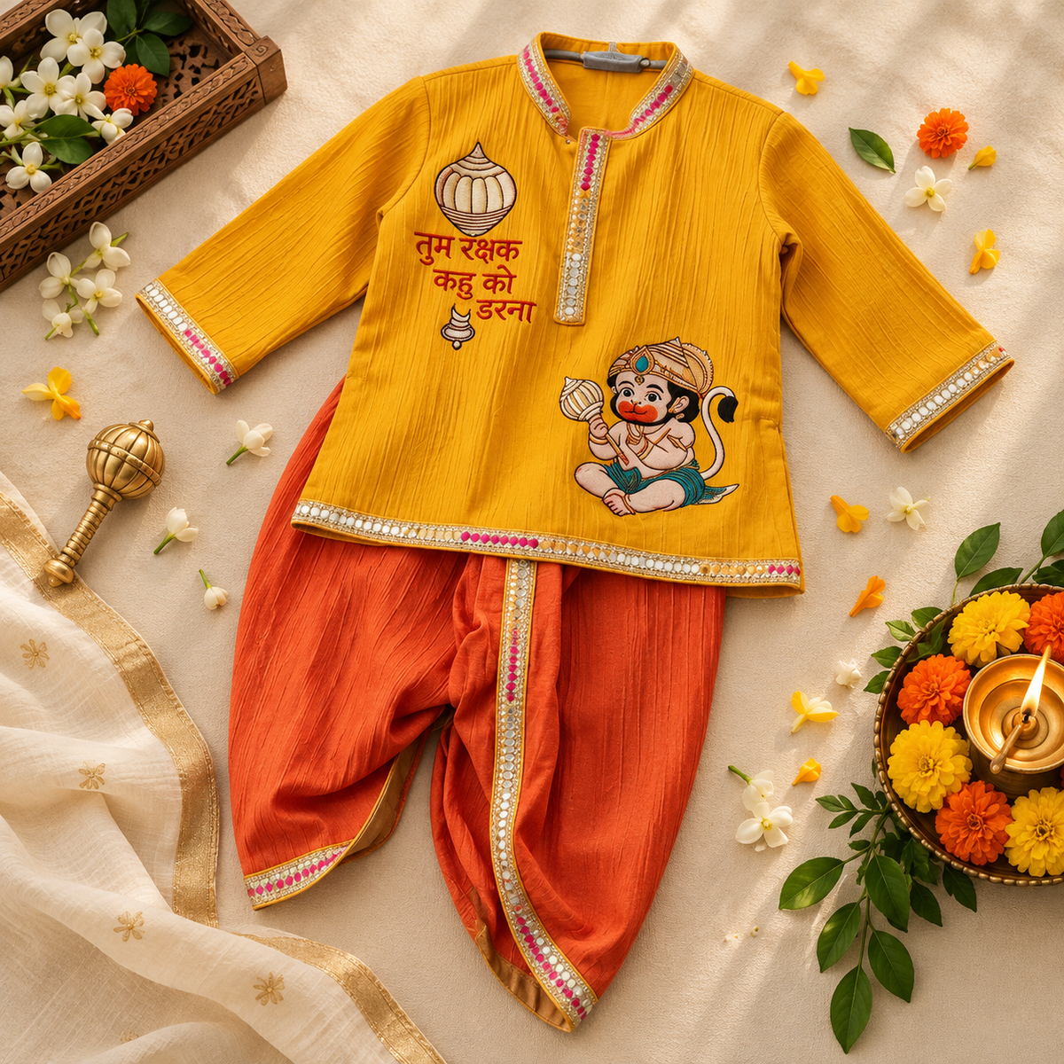 Yellow Hanuman Dhoti Set