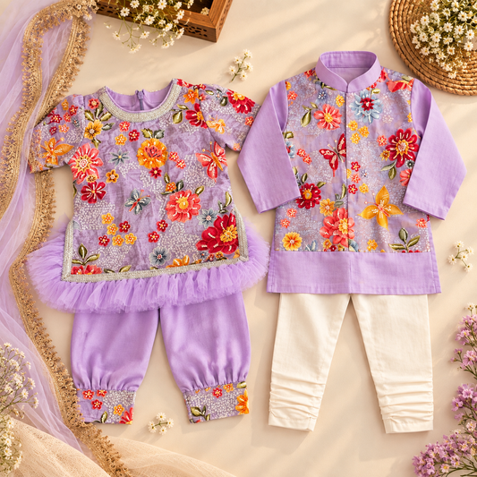 Lavender Floral Twinning Set