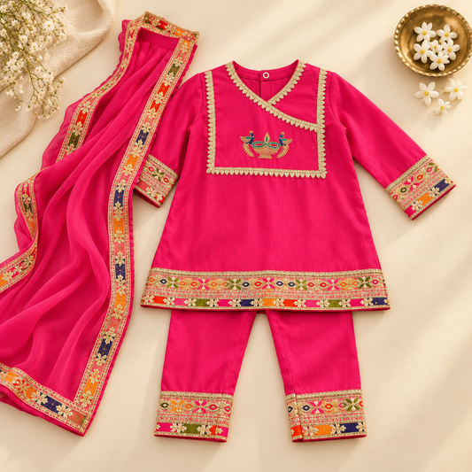 Pink Embroidered Suit Set
