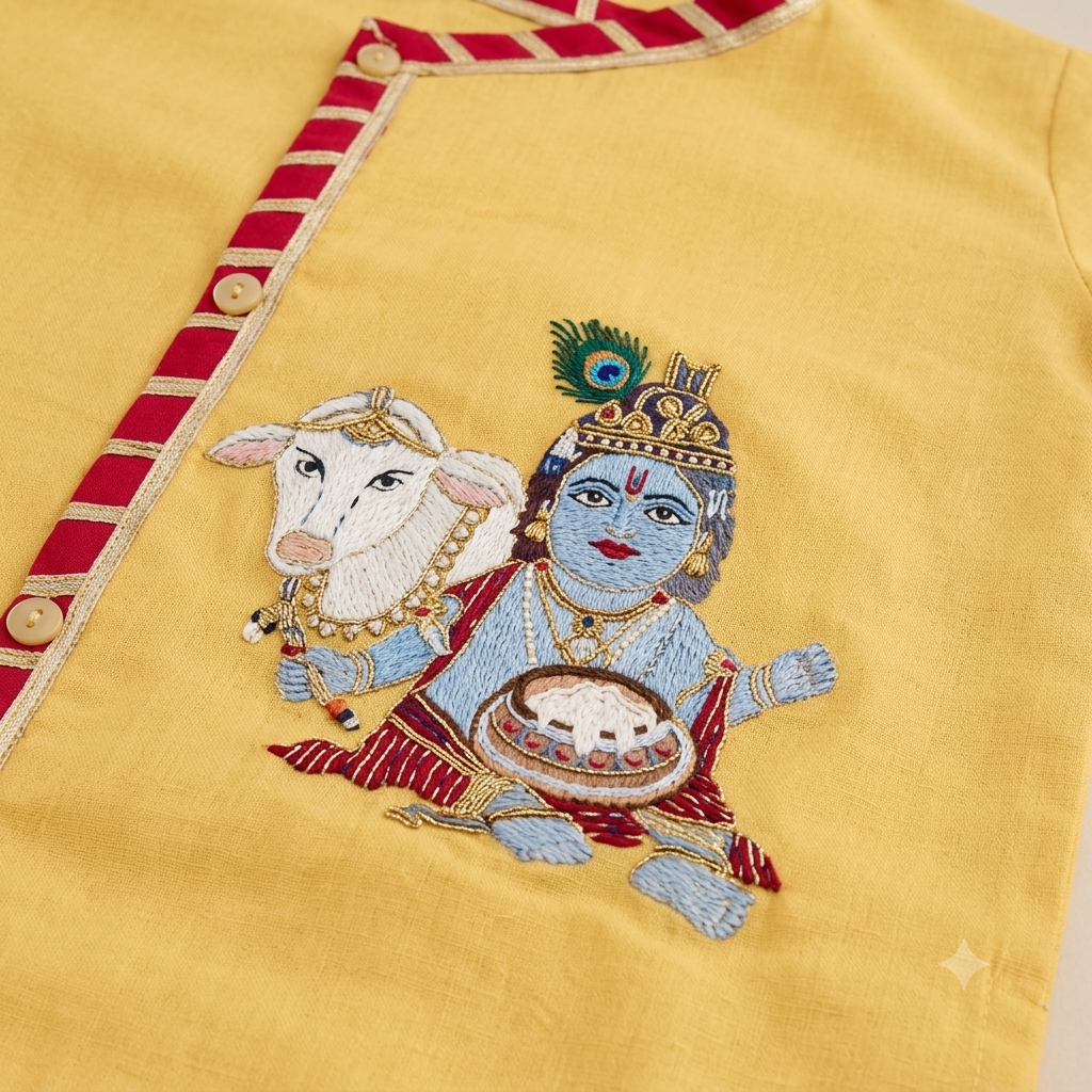 Yellow Krishna Dhoti Set