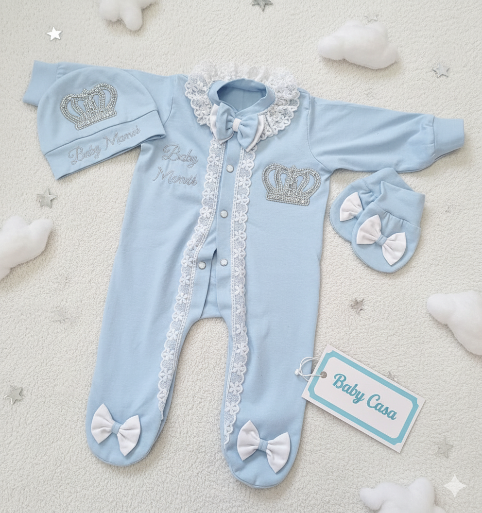 The Blue And White Romper Set