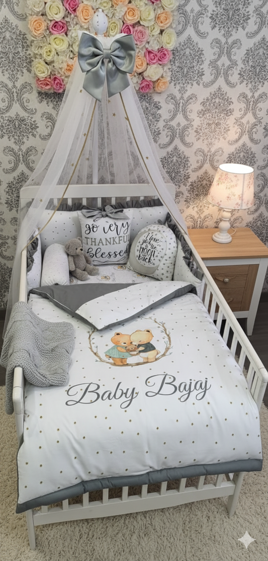 he "I Love You to the Moon" Personalized Crib Bedding Set