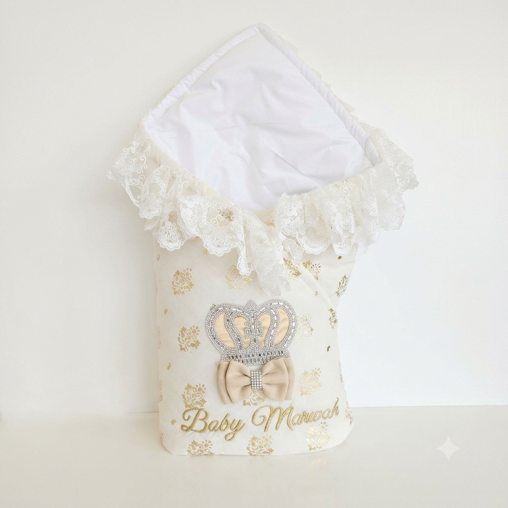 Ivory Gold Crown Lace Wrap