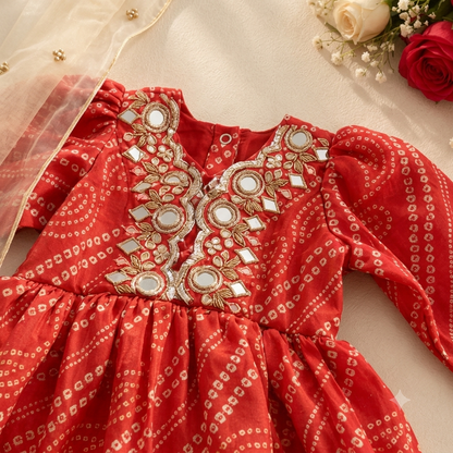 Bandhani Mirror Work Ethnic Set