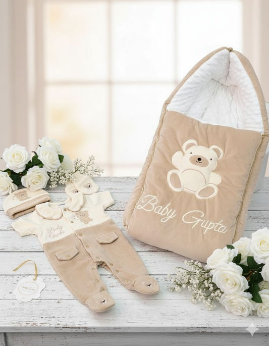 Ivory & Beige 3D Teddy Set