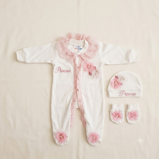 Pink Floral Romper Set