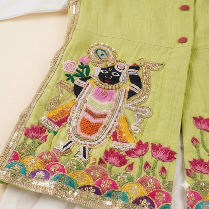 Pista Green Krishna Kurta Set