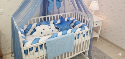 Blue Cloud Star Crib Bedding Set