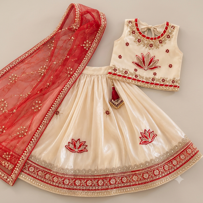 Ivory Lotus Lehenga Set