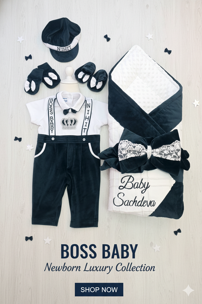 The Crown Baby Bow Wrap & Romper Themed Set