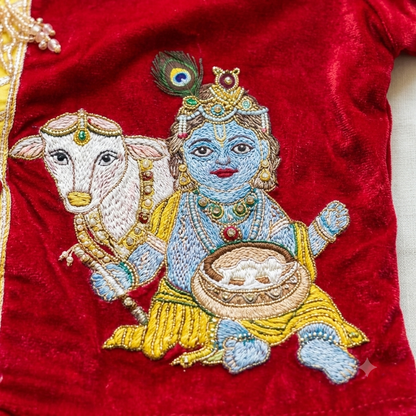 Red Krishna Dhoti Set