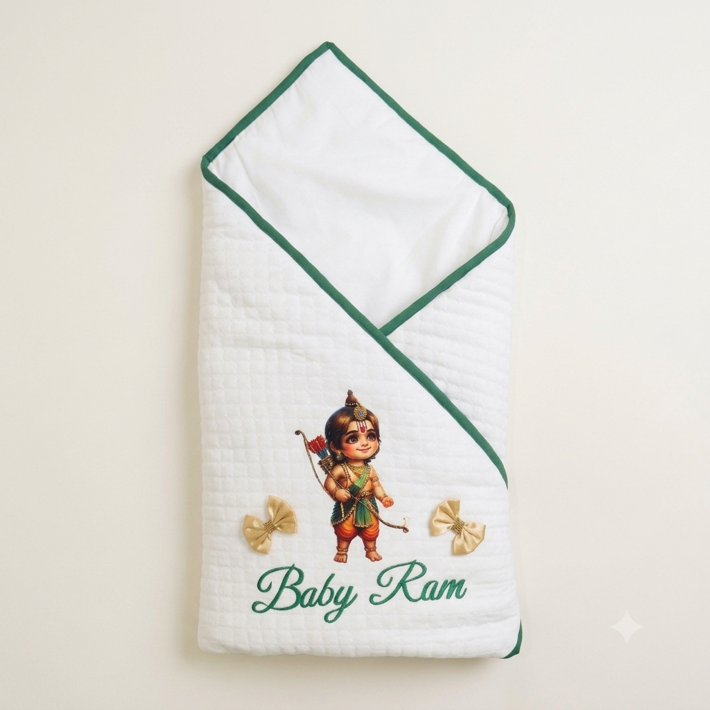 Baby Ram Embroidered Wrap