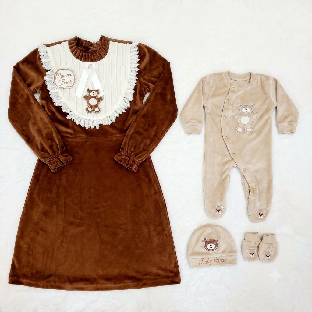 Chocolate Bear Mom & Baby Twinning Set