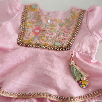Pink Mirrorwork Peplum Set