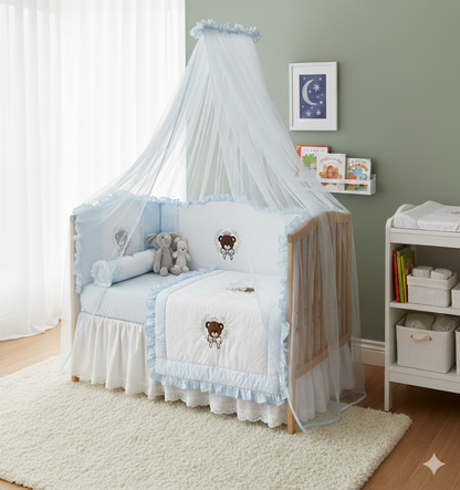 Baby Blue Royal Teddy Bedding Set