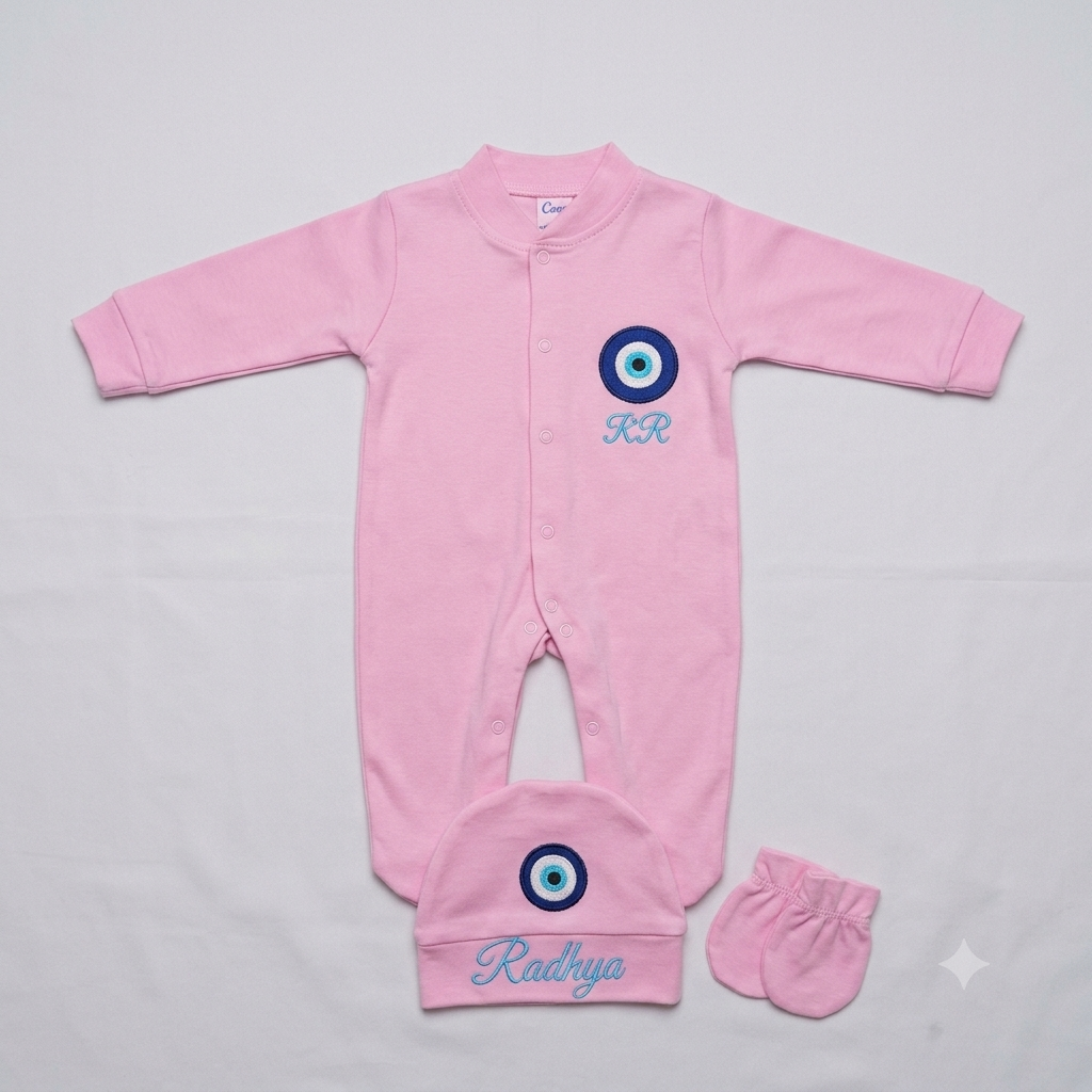 Pink Evil Eye Romper Set
