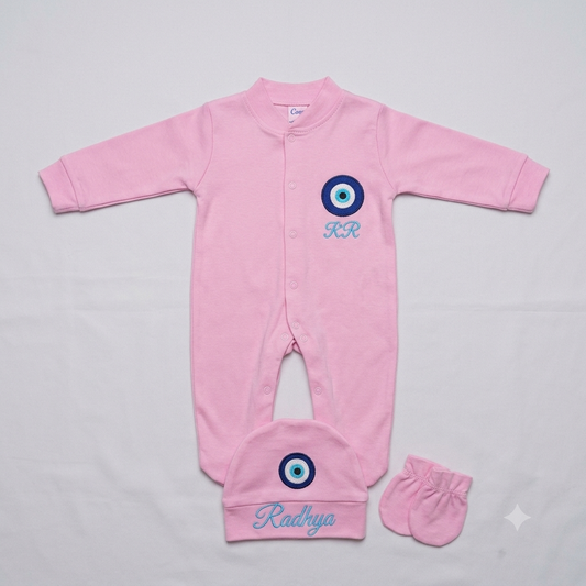 Pink Evil Eye Romper Set