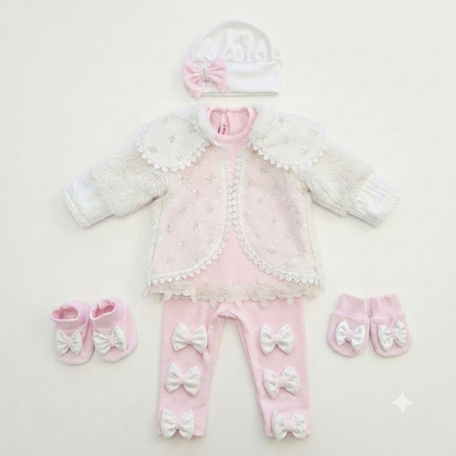 Blush Pink Lace Romper Set