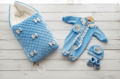 Beautiful Baby Bow Wrap & Romper Themed Set